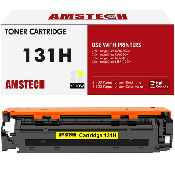 Amstech 1-Pack Compatible Toner for Canon 131Y for imageClass MF8280Cw MF628Cw MF624Cw LBP7110Cw Printer(Yellow)