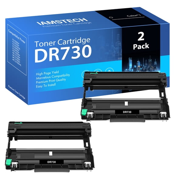 Amstech 2-Pack Compatible Drum Unit for Brother DR-730 DR730 DR 730 MFC-L2710DW MFC-L2750DW HL-L2350DW HL-L2370DW HL-L2390DW MFC-L2730DW Black