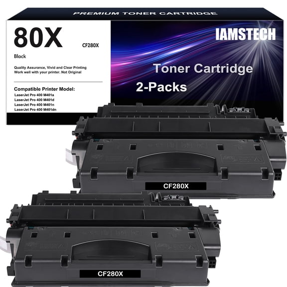 Amstech 2-Pack Compatible Toner for HP 80X CF280X for HP LaserJet 2053 2054 2055 2056 2057 P2050 P2055 LaserJet Pro 400 M401A M401D M401N Printer Ink(Black)
