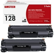 خرطوشة حبر عالية الإنتاجية متوافقة مع Amstech 128 بديلة لـ Canon 128 CRG128، أسود، 2 عبوة