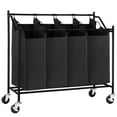 thumbnail image 1 of Amstech Laundry Hamper Sorter 4 Section, Laundry Sorter Cart with 4 Removable Bags and Rolling Wheels, Black, 1 of 9
