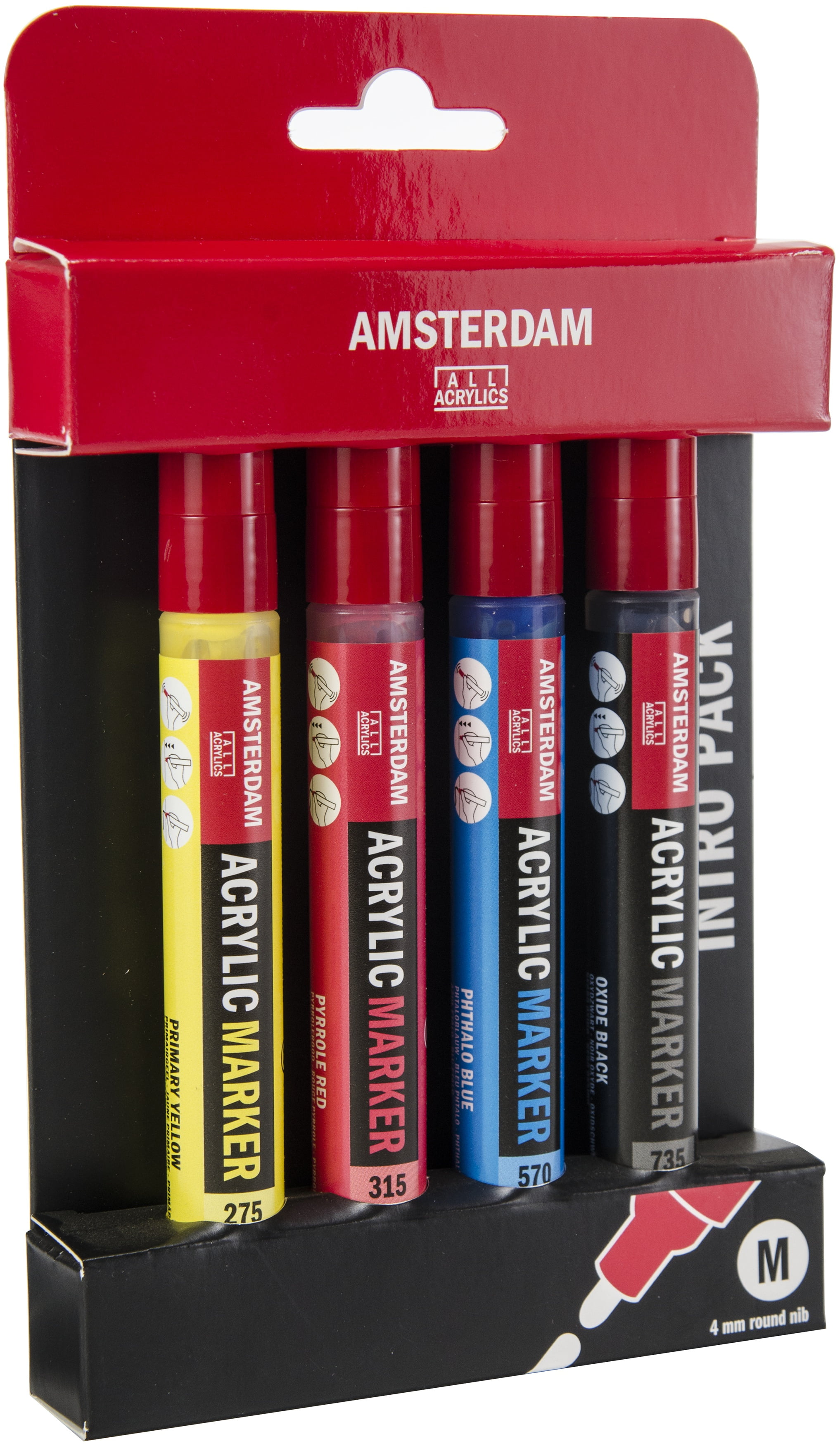 Amsterdam 4mm Acrylic Marker Set 4/Pkg-Intro