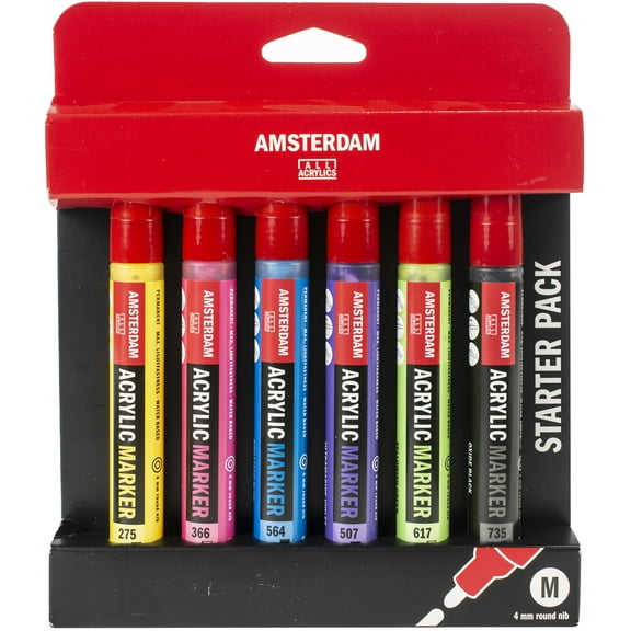 Amsterdam Acrylic Marker Set, 6-Colors, Basic