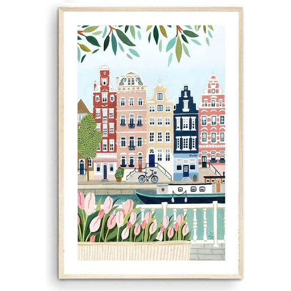 Amsterdam Art Print - Netherlands & Holland Wall Art, Tulips - Travel & Housewarming Gift (Unframed) (9x11)