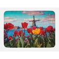 thumbnail image 1 of Amsterdam Bath Mat, Idyllic Spring Morning Photo with Dutch Tulips Canal and Windmill in Netherlands, Plush Bathroom Decor Mat with Non Slip Backing, 29.5" X 17.5", Multicolor, by Ambesonne, 1 of 2