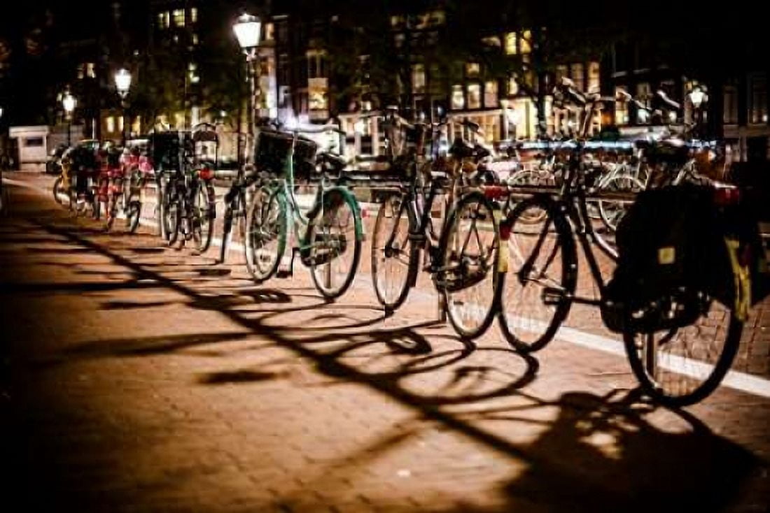 Amsterdam Bikes at Night I Canvas Art - Erin Berzel (24 x 36)