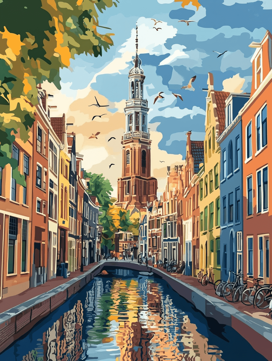 Amsterdam Canal House Wall Art Canvas Painting，Perfect for Living Room ...