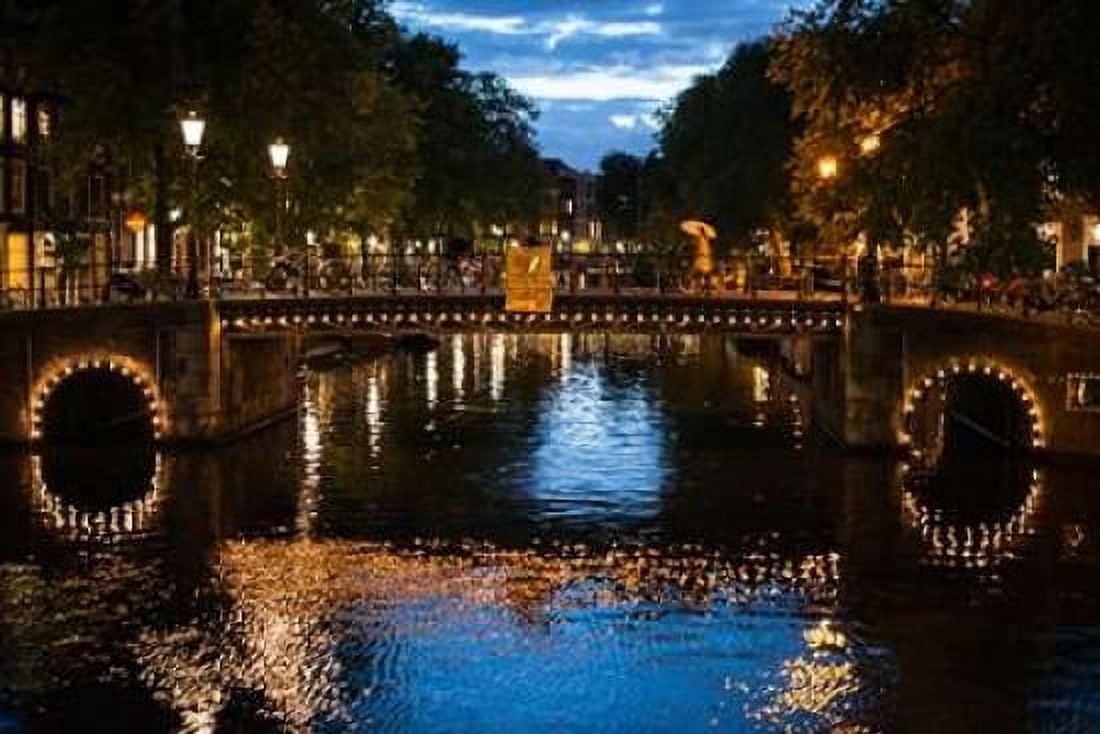 Amsterdam Canal at Night I Canvas Art - Erin Berzel (24 x 36)