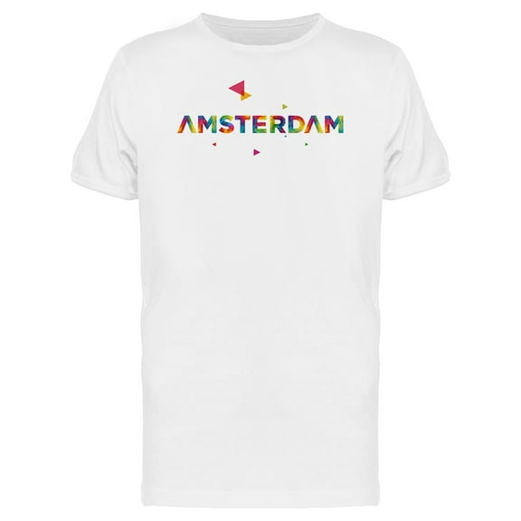 Amsterdam Colorful Travel Quote T-Shirt Men -Image by Shutterstock, Male XX-Large