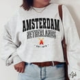 thumbnail image 1 of Amsterdam Crewneck Sweatshirt, Dutch Varsity Style Jumper, Holland Travel Gift for Tourists, 1 of 5