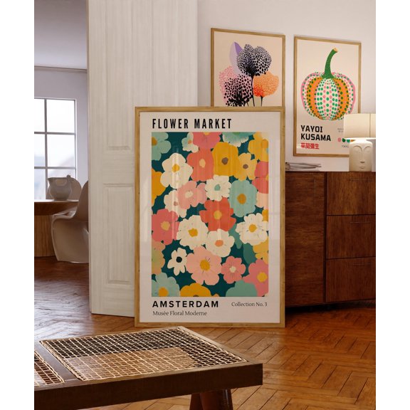 Amsterdam Flower Market Retro Print, Unframed Paper Poster 8x10in