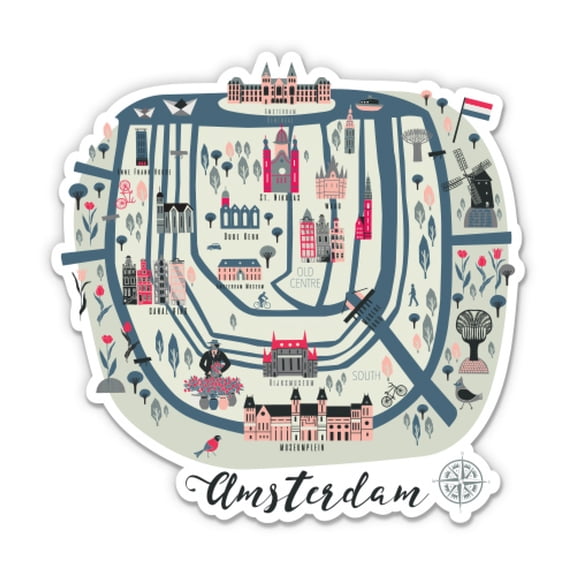 Amsterdam Netherlands - 12" Vinyl Sticker Waterproof Decal