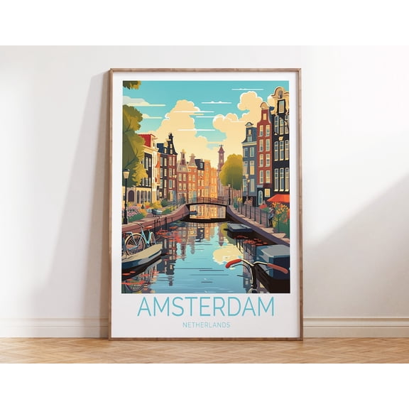 Amsterdam Netherlands Anniversary City Travel Wall Art, Unframed Paper Print Size 12x18
