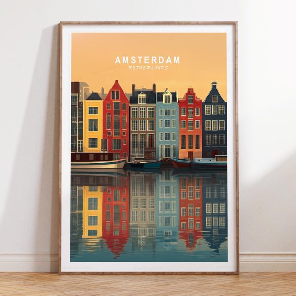 Amsterdam Netherlands Historic Urban Print, Unframed Paper Print Size 8x12