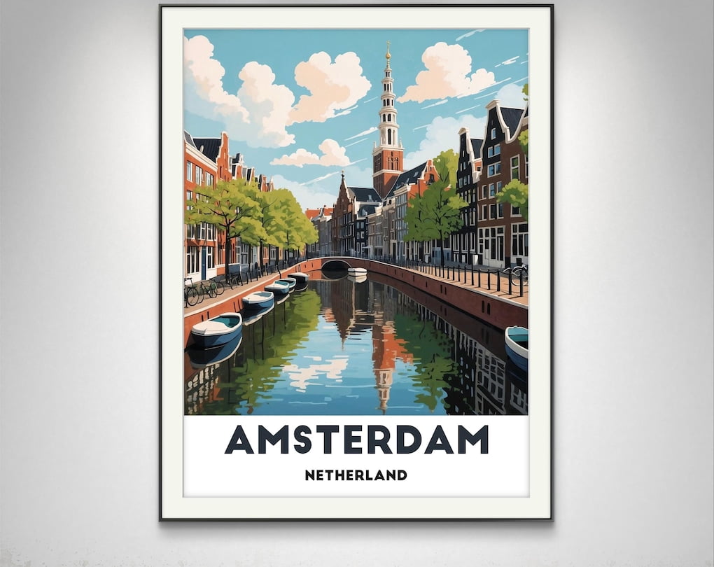 Amsterdam Netherlands Poster - Charming Canal With Tulips In Bloom ...