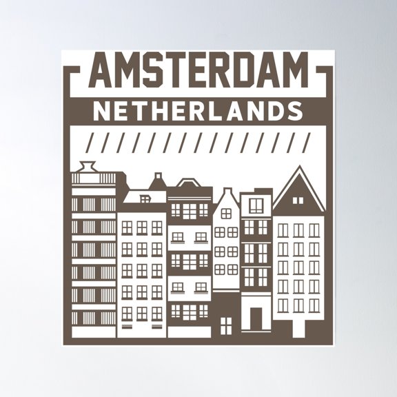 Amsterdam Netherlands Poster Wall Art, Modern Wall Decor, 24x36 UNFRAMED