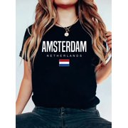 Amsterdam Netherlands T-Shirt Graphic Tee summer Tops For Women Round Neck Fashion Cotton shirts