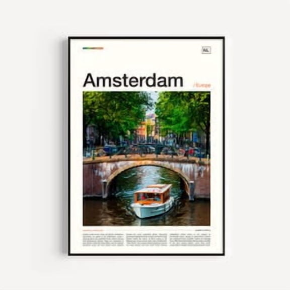 Amsterdam Netherlands Travel Poster, Poster Home Decor, Poster Only