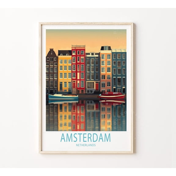 Amsterdam Netherlands Travel Wall Art 4, Unframed Paper Poster 8x10in