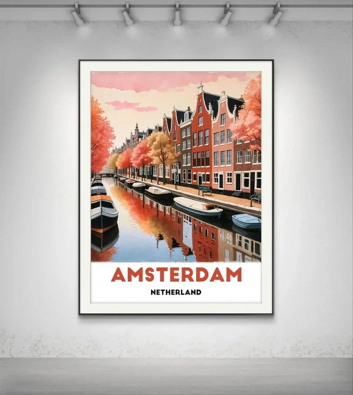 Amsterdam Poster - Charming Canal With Tulips In Bloom Netherlands ...