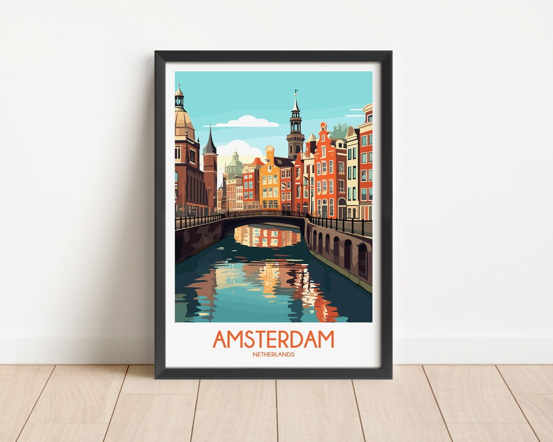 Amsterdam Map 1884, Old Map of Amsterdam, Holland, Netherlands in High Resolution Prints up to 60x40 (150x100cm) Amsterdam Poster Map Print