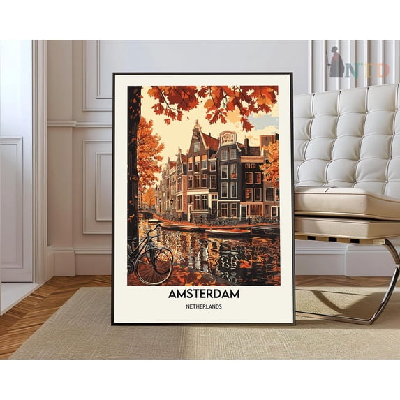 Amsterdam Print, Amsterdam Wall Art, Amsterdam Poster, Amsterdam Photo, Amsterdam Poster Print, Amsterdam Netherlands, Amsterdam City Wall Art, Modern Wall Decor, 16x24 UNFRAMED