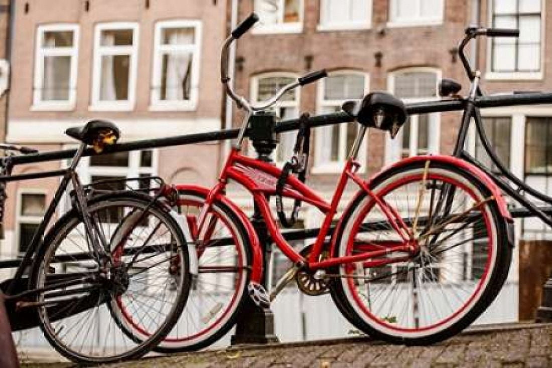 Amsterdam Red Bicycle Canvas Art - Erin Berzel (24 x 36)