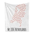 thumbnail image 1 of Amsterdam Soft Flannel Fleece Throw Blanket, We Love Netherlands Calligraphy Drawn by Hand with Hearts, Cozy Plush for Indoor and Outdoor Use, 70" x 90", Vermilion Charcoal Grey, by Ambesonne, 1 of 5