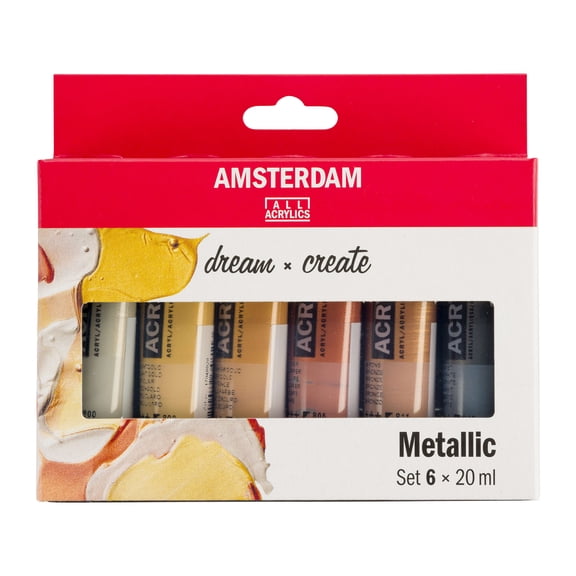 Amsterdam Standard Series Acrylic Paint Set, 20ml, 6-Colors, Metallic