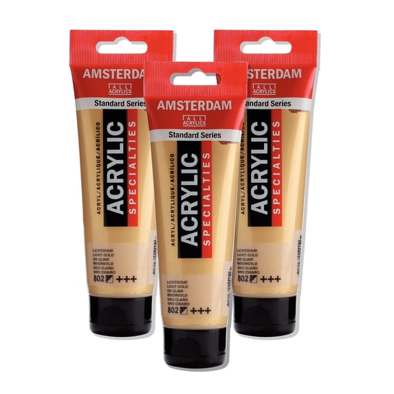 Amsterdam Standard Series Acrylic Tube 120 ml Light gold 802 - 3 Pack