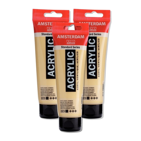 Amsterdam Standard Series Acrylic Tube 120ml Naples Yellow Deep 223 - 3 Pack