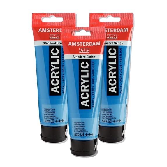Amsterdam Standard Series Acrylic Tube 120ml Primary Cyan 572 - 3 Pack