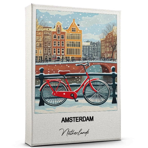 Amsterdam Travel Art Canvas – Modern Wall Art Inspired by Netherlands Canvas – Great Gift for Travel Lovers – Ready to Hang