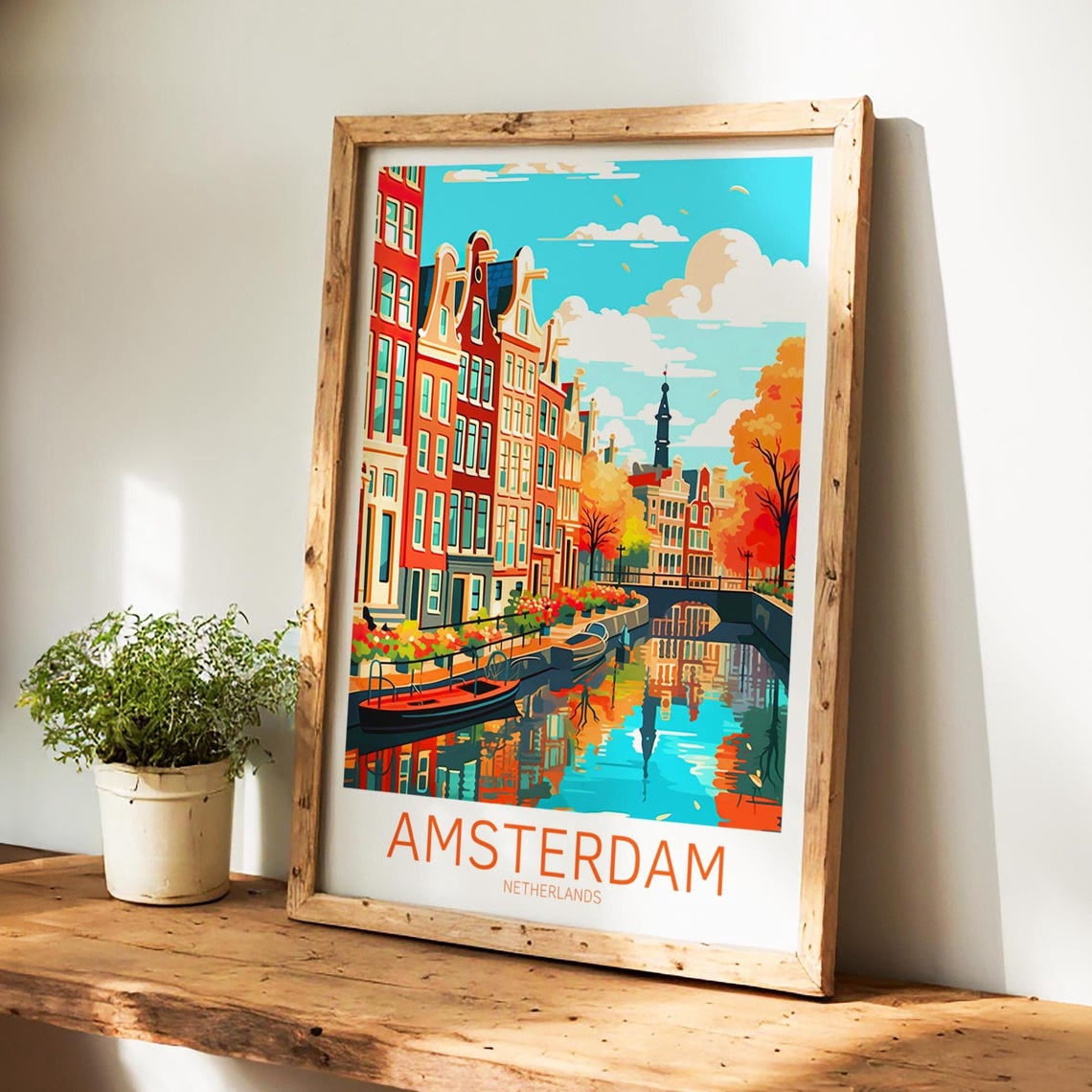 Amsterdam Travel Poster, Netherlands Wall Art, Unframed Paper Poster ...