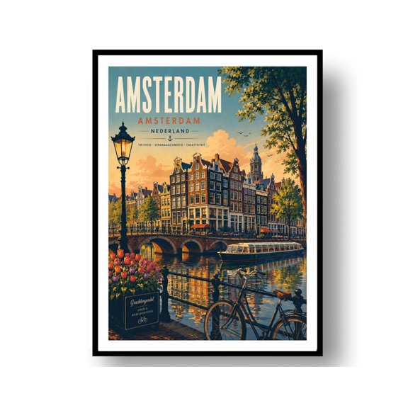 Amsterdam Travel Poster Print Wall Decor