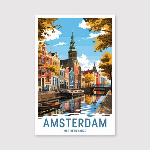 Amsterdam Travel Print Canvas Wall Art, Amsterdam Wall Hanging Home decor Amsterdam Canvas Art, Netherlands Art Canvas Amsterdam Decor-1WN3193