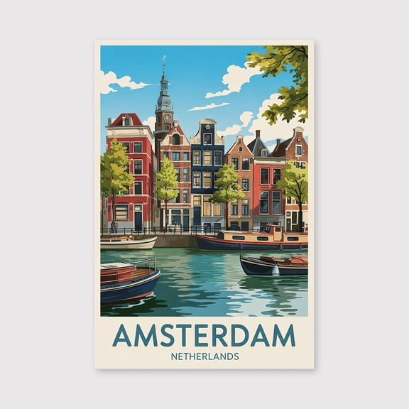 Amsterdam Travel Print Canvas Wall Art, Amsterdam Wall Hanging Home decor Amsterdam Canvas Art, Netherlands Art Canvas Amsterdam Decor-1WN3506