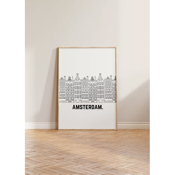 Amsterdam Travel Print Neutral Coloured Travel Print Amsterdam Poster Amsterdam Print Netherlands Print Line Art Print Travel Poster
