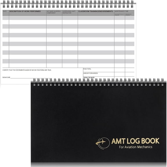 Amt Logbook 11 x 6.5 Inch for Maintenance Technicians, Ia Qualified Mechanics