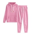 thumbnail image 1 of Amtdh 2 Piece Sweatsuits for Womens Clearance Solid Color Pocket Drawstring Pullover Sweatpant Set Lounge Tracksuit Casual Plus Size Lightweight Loose Ladies Outfits Fall Winter 2023 Pink_b XL, 1 of 3