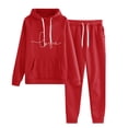 thumbnail image 1 of Amtdh 2 Piece Sweatsuits for Womens Clearance Solid Color Pocket Drawstring Pullover Sweatpant Set Lounge Tracksuit Casual Plus Size Lightweight Loose Ladies Outfits Fall Winter 2023 Red_b S, 1 of 3