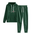 thumbnail image 1 of Amtdh 2 Piece Sweatsuits for Womens Clearance Solid Color Pocket Drawstring Pullover Sweatpant Set Lounge Tracksuit Casual Plus Size Lightweight Loose Ladies Outfits Fall Winter 2023 Army Green_b S, 1 of 3