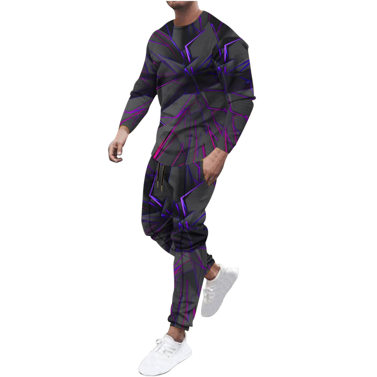 Amtdh Graphic Sweatsuits for Men Clearance Cracked 3D Print Lightweight