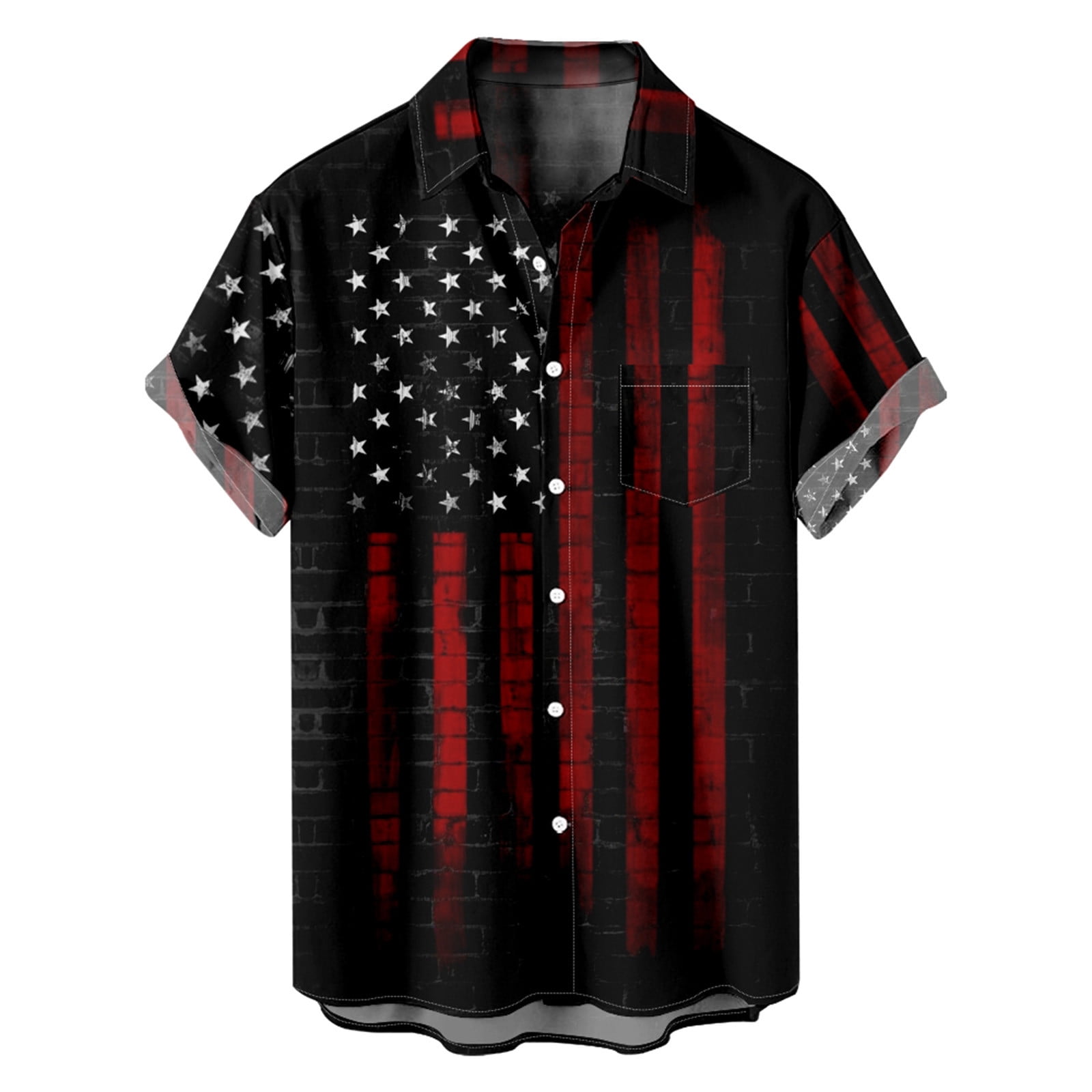 Amtdh Hawaiian Shirts with Chest Pocket for Men Clearance Independence