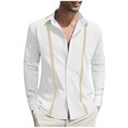 thumbnail image 1 of Amtdh Linen Shirts for Men Long Sleeve Cuban Guayabera Shirt Lapel Collar Men's Beach Button Down Shirts Casual Lightweight Blouses Mens Breathable Tops White XXL, 1 of 6