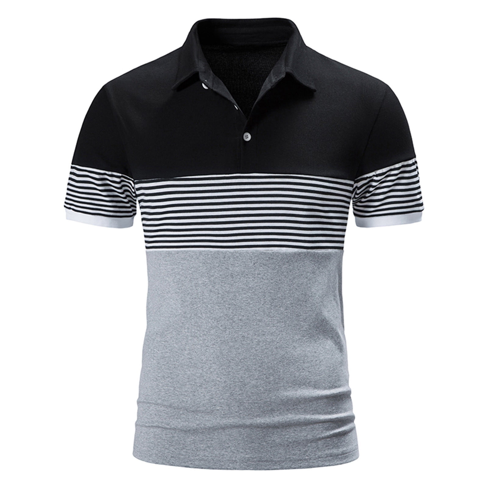 Amtdh Men's Athletic Polo Shirts Clearance Lapel Collar Striped Short