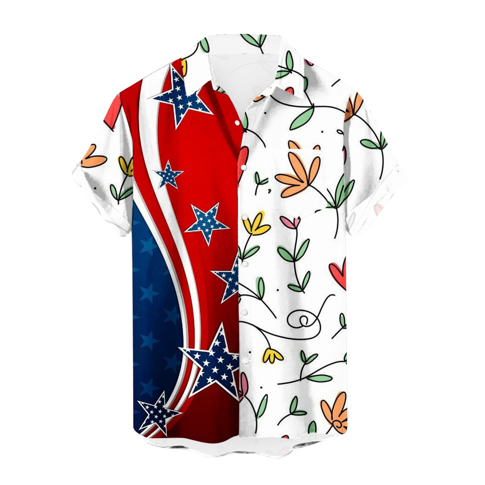 Amtdh Men's Beach Camp Shirt Clearance Independence Day Print Soft