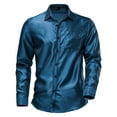 thumbnail image 1 of Amtdh Men's Dress Shirt Glossy Lightweight Casual Blouses Mens Breathable Tops Long Sleeve Lapel Business Shirt Wrinkle-Free Button Down Shirt for Men Blue XXL, 1 of 1