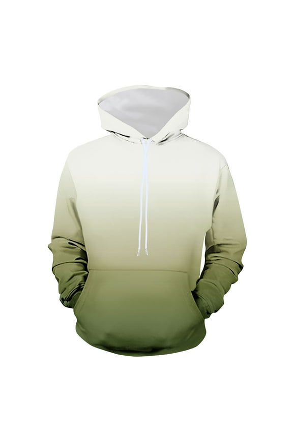 Men's Hoodies Gradient Color Lightweight Casual Blouses Mens Breathable Tops Hooded Y2K Funny Cool Sweatshirt with Pocket for Men Green M