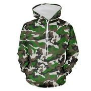 Amtdh Men's Hoodies Clearance Long Sleeve Non Positioning Camouflage Printed Hooded Casual Trendy Drawstring Sweatshirt with Pockets for Men Y2k Lightweight Blouses Mens Breathable Tops Green XXXL